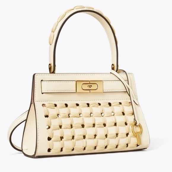 Tory Burch Lee Radziwill Woven Raffia Crossbody Leather Bag - Picture 3 of 14